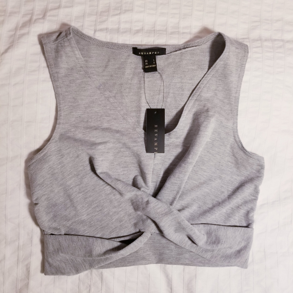 NWT | Revamped | Grey Crop Top Shirt